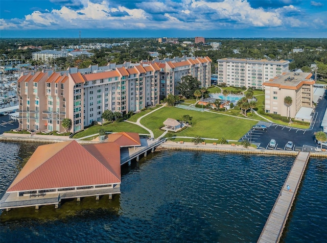 bird's eye view featuring a water view