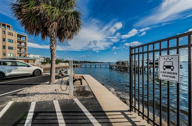 view of dock featuring a water view