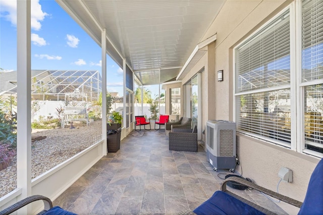 view of unfurnished sunroom