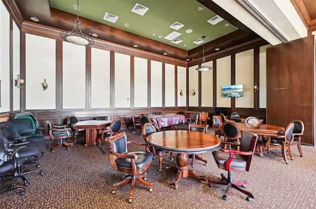 interior space featuring a raised ceiling