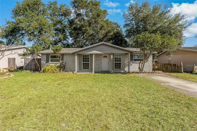 ranch-style house with a front yard