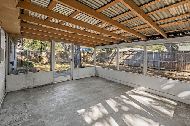 view of unfurnished sunroom