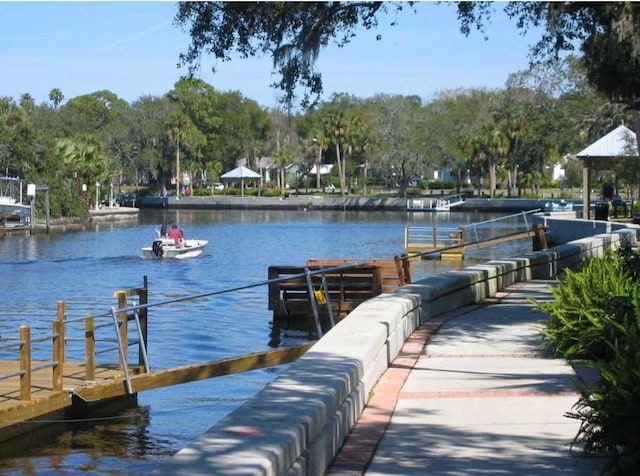 view of dock featuring a water view