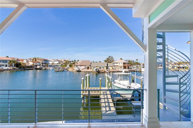 dock area featuring a water view