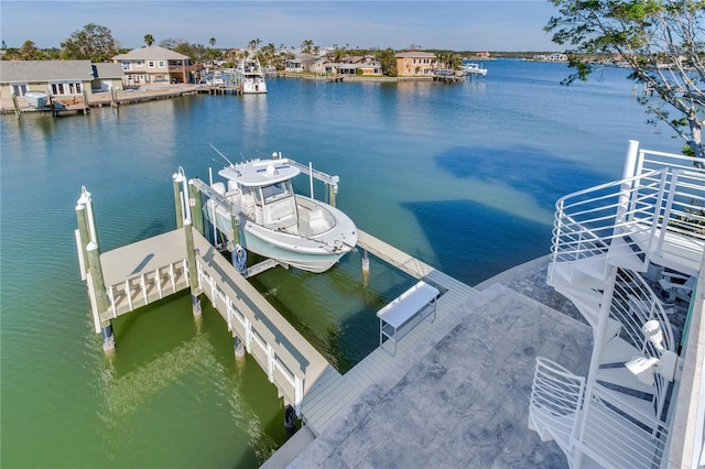 dock area featuring a water view