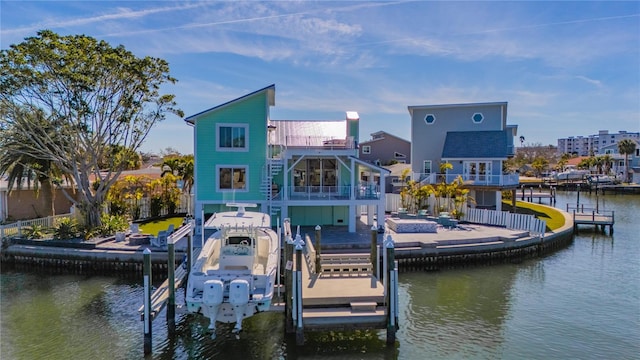 view of dock featuring a water view