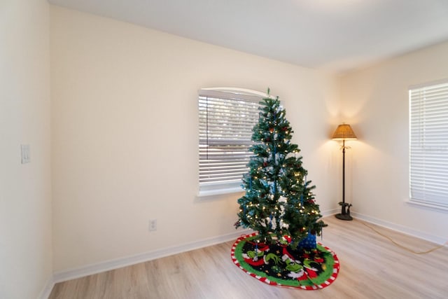 sitting room with light hardwood / wood-style floors