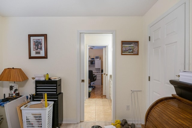 hall featuring light hardwood / wood-style flooring