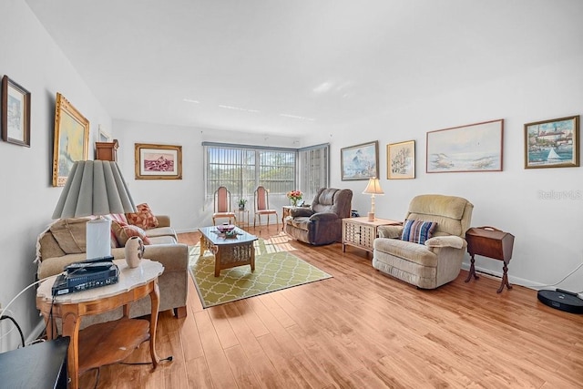 living room with light hardwood / wood-style floors