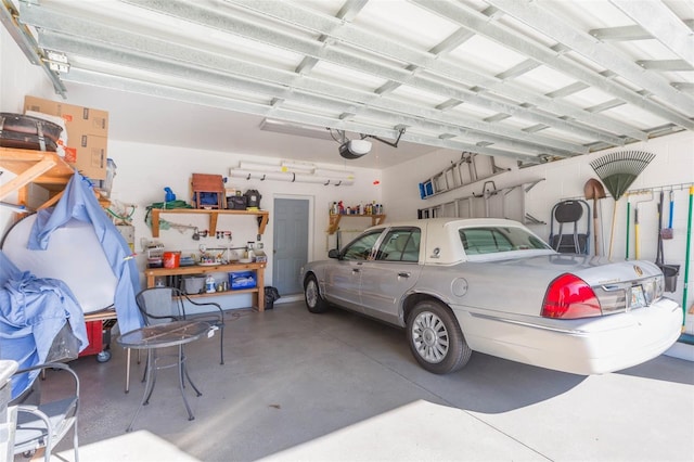 garage with a garage door opener