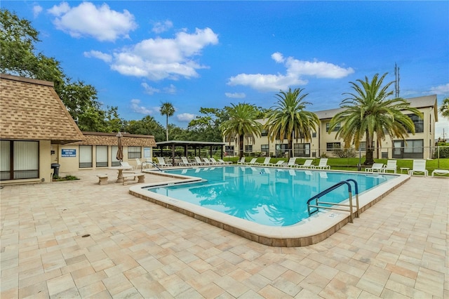 view of pool featuring a patio area