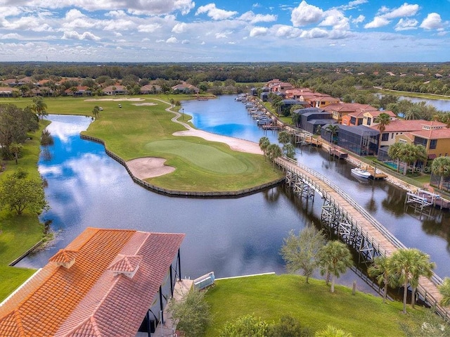 bird's eye view featuring a water view