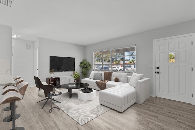 living room with light wood-type flooring