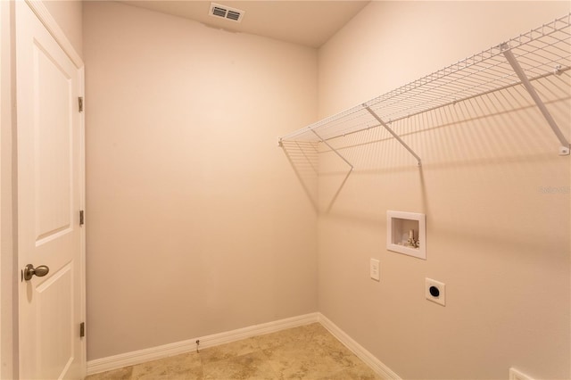 laundry room featuring hookup for an electric dryer and hookup for a washing machine