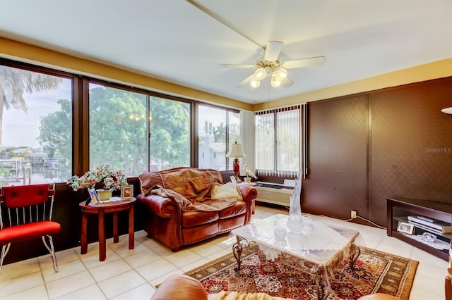 interior space featuring a wealth of natural light and ceiling fan