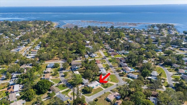 bird's eye view with a water view and a residential view