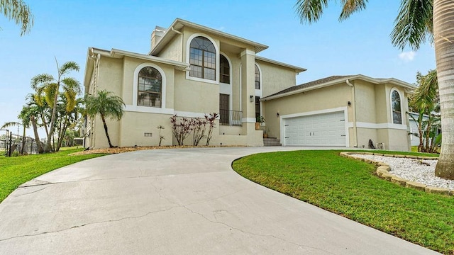 view of front of home with a front lawn