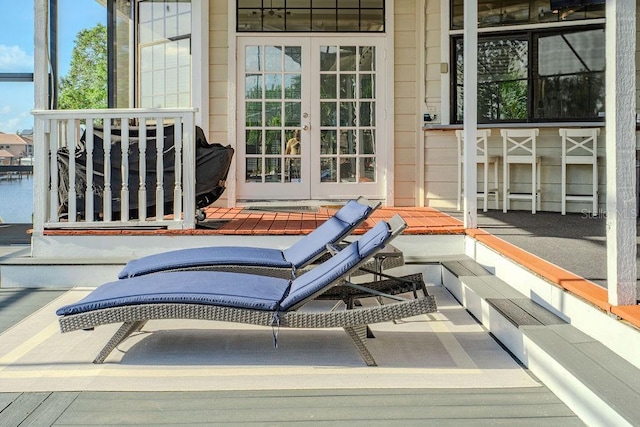 exterior space featuring french doors