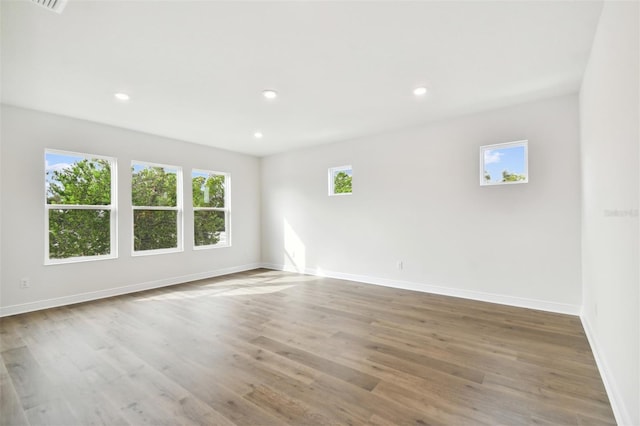 spare room featuring wood-type flooring