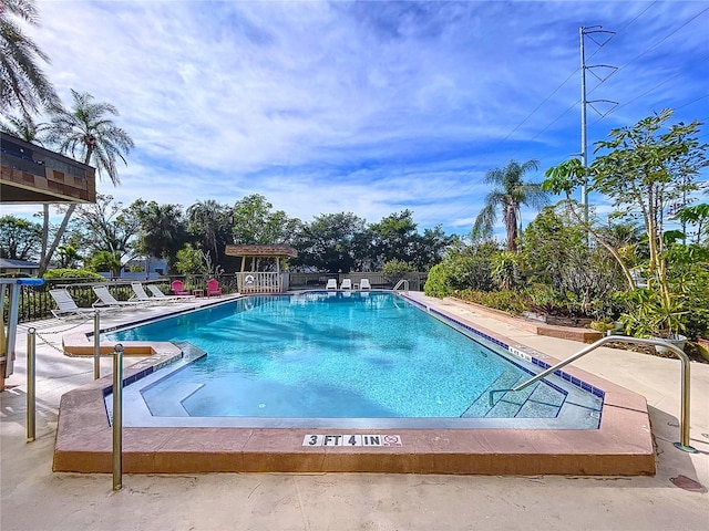 view of swimming pool featuring a patio