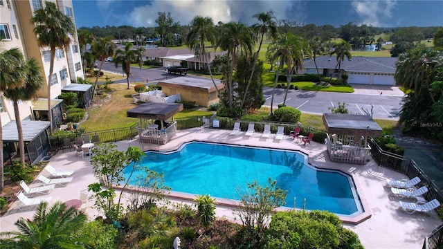 view of pool featuring a patio area