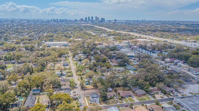 drone / aerial view featuring a city view