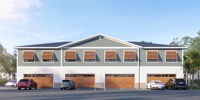 exterior space with a garage