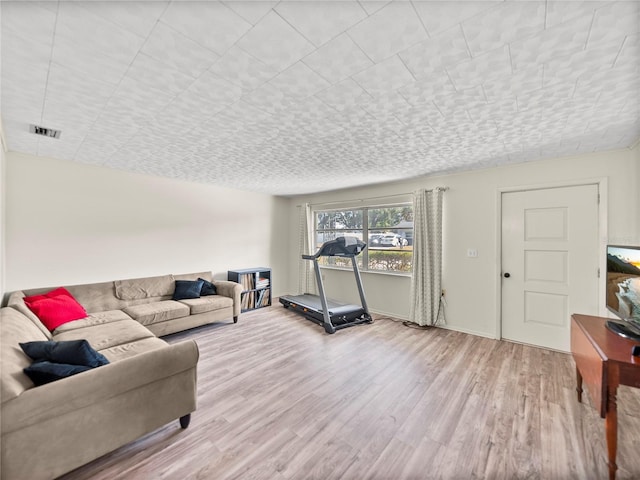 living room featuring light wood-type flooring