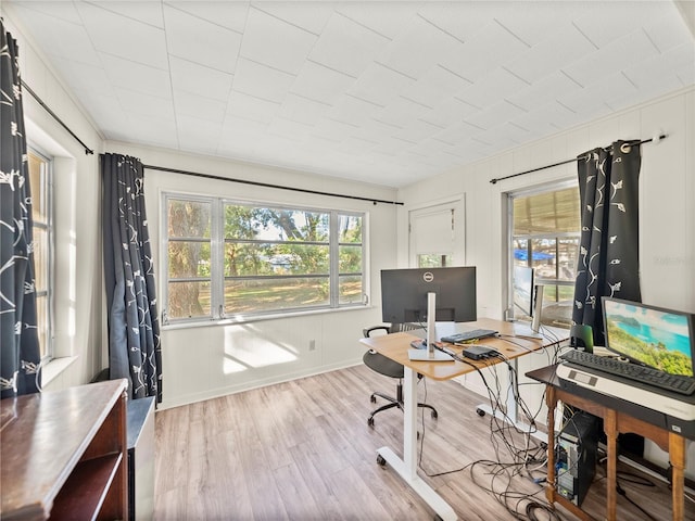 home office featuring light wood-type flooring