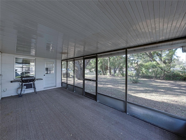 view of unfurnished sunroom