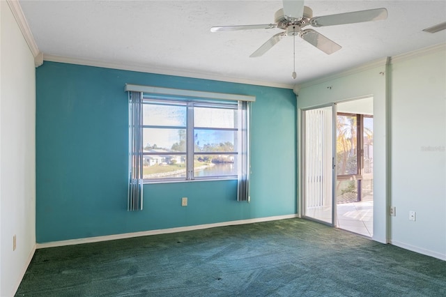 4859 Independence Dr, Bradenton, FL 34210 - carpeted spare room with crown molding, ceiling fan, and baseboards