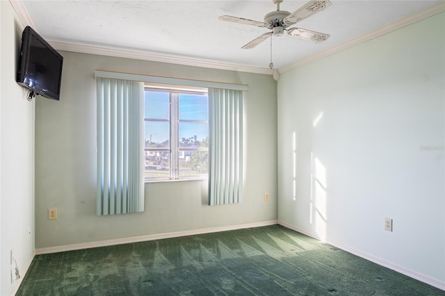 4859 Independence Dr, Bradenton, FL 34210 - unfurnished room featuring carpet, crown molding, ceiling fan, and baseboards