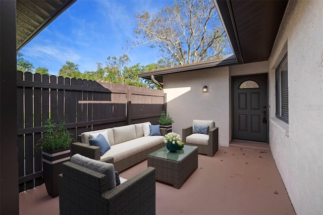 view of patio featuring an outdoor living space