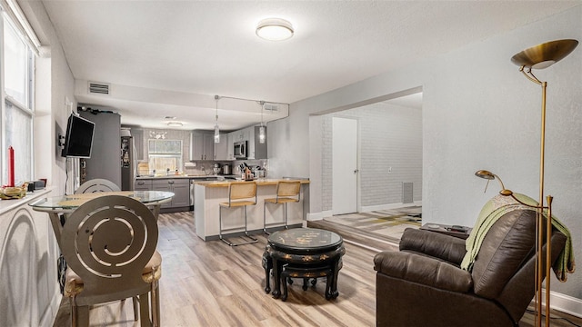 living room featuring light hardwood / wood-style floors