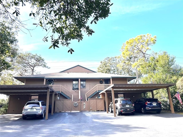 view of front of house featuring a carport