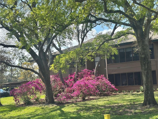 view of yard with a sunroom