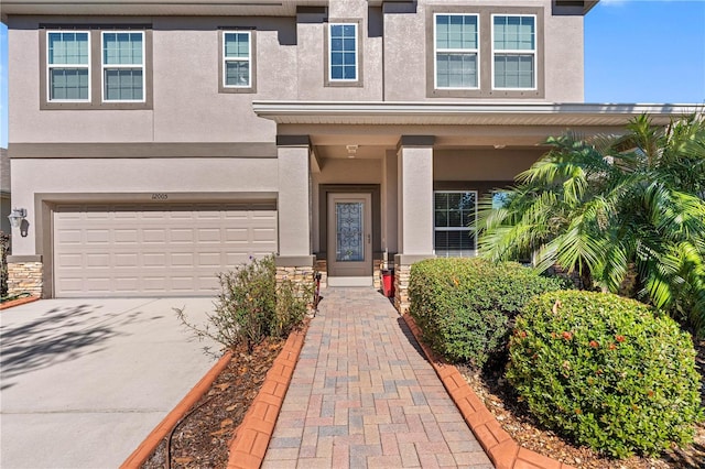 view of front of home with a garage