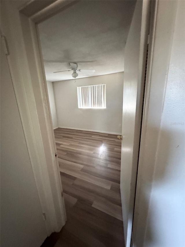 hallway with hardwood / wood-style floors