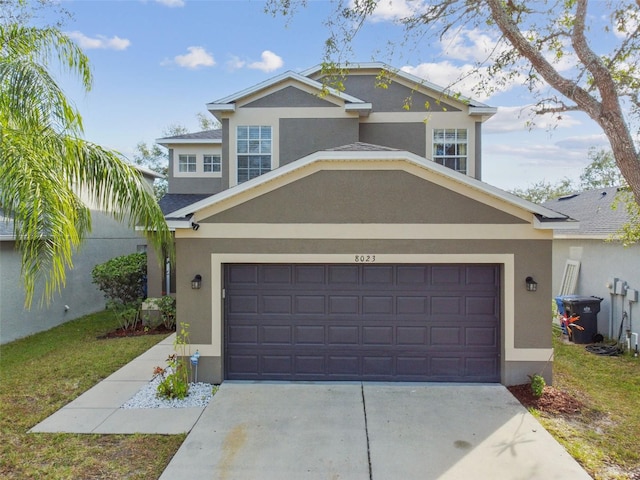 view of property featuring a garage