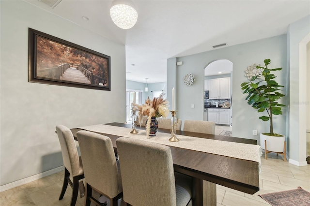 view of tiled dining room