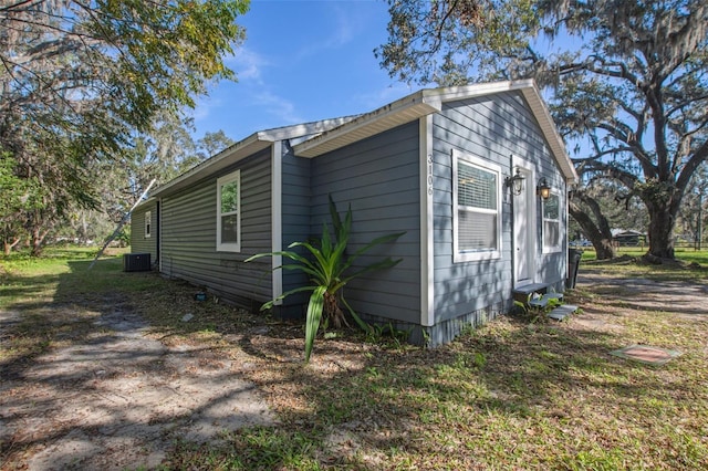 view of property exterior featuring central AC unit