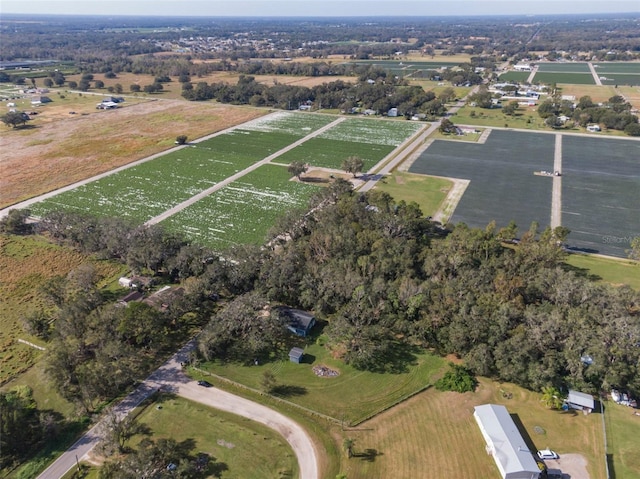 birds eye view of property with a rural view