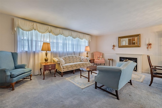 living room featuring carpet flooring