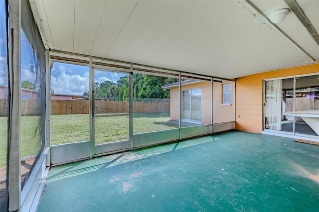 view of unfurnished sunroom