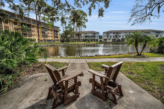 view of property's community with a water view