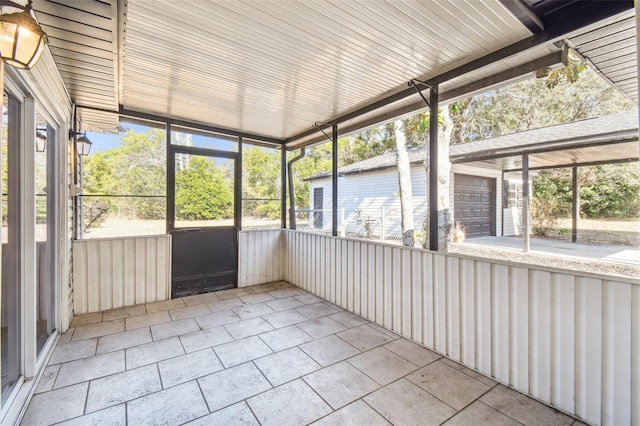 view of unfurnished sunroom