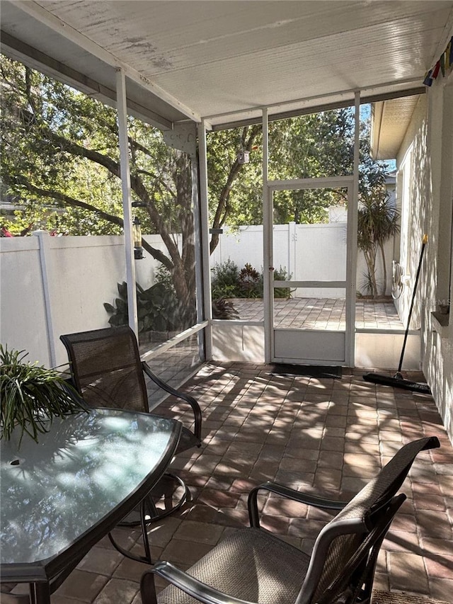 view of unfurnished sunroom