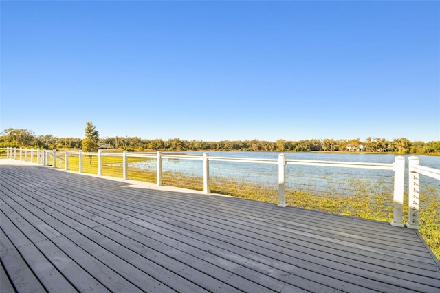 wooden deck with a water view