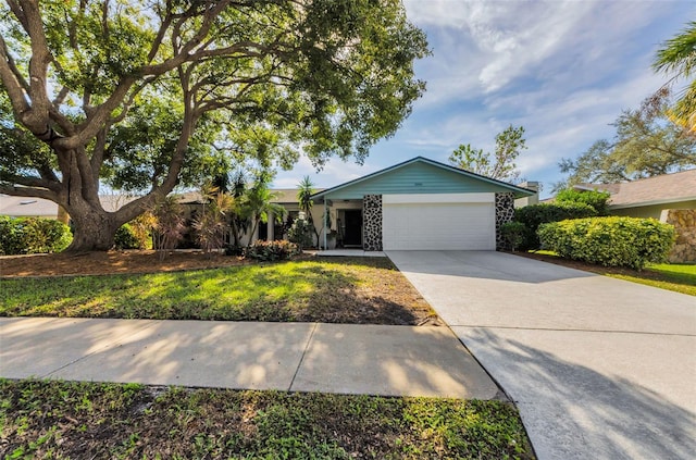 single story home with a garage