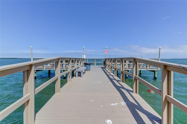 dock area with a water view